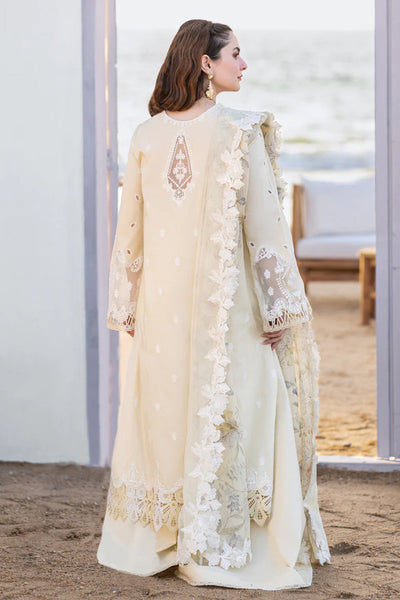 Qalamkar| White Chickenkari 3pc - Lawn