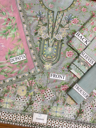 Iznik | Green 3Pc Unstiched - Lawn