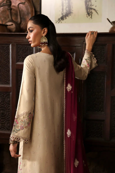 Qalamkar | Skin Embroided Unstiched 3pc - Lawn