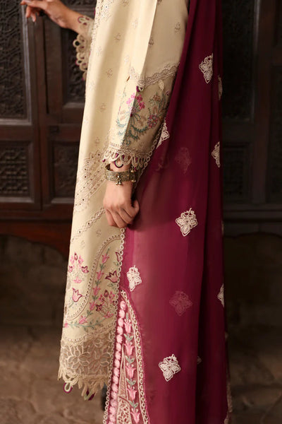Qalamkar | Skin Embroided Unstiched 3pc - Lawn