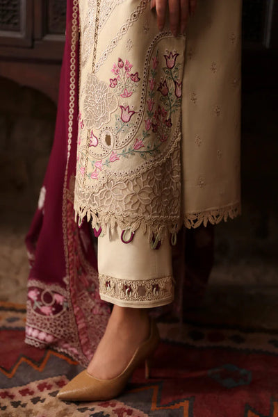 Qalamkar | Skin Embroided Unstiched 3pc - Lawn