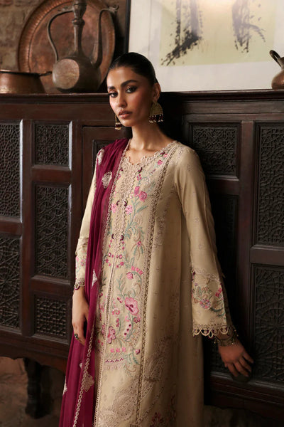 Qalamkar | Skin Embroided Unstiched 3pc - Lawn