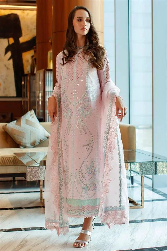 Mushq Luxury Pink Embroided 3 pc Unstitch
