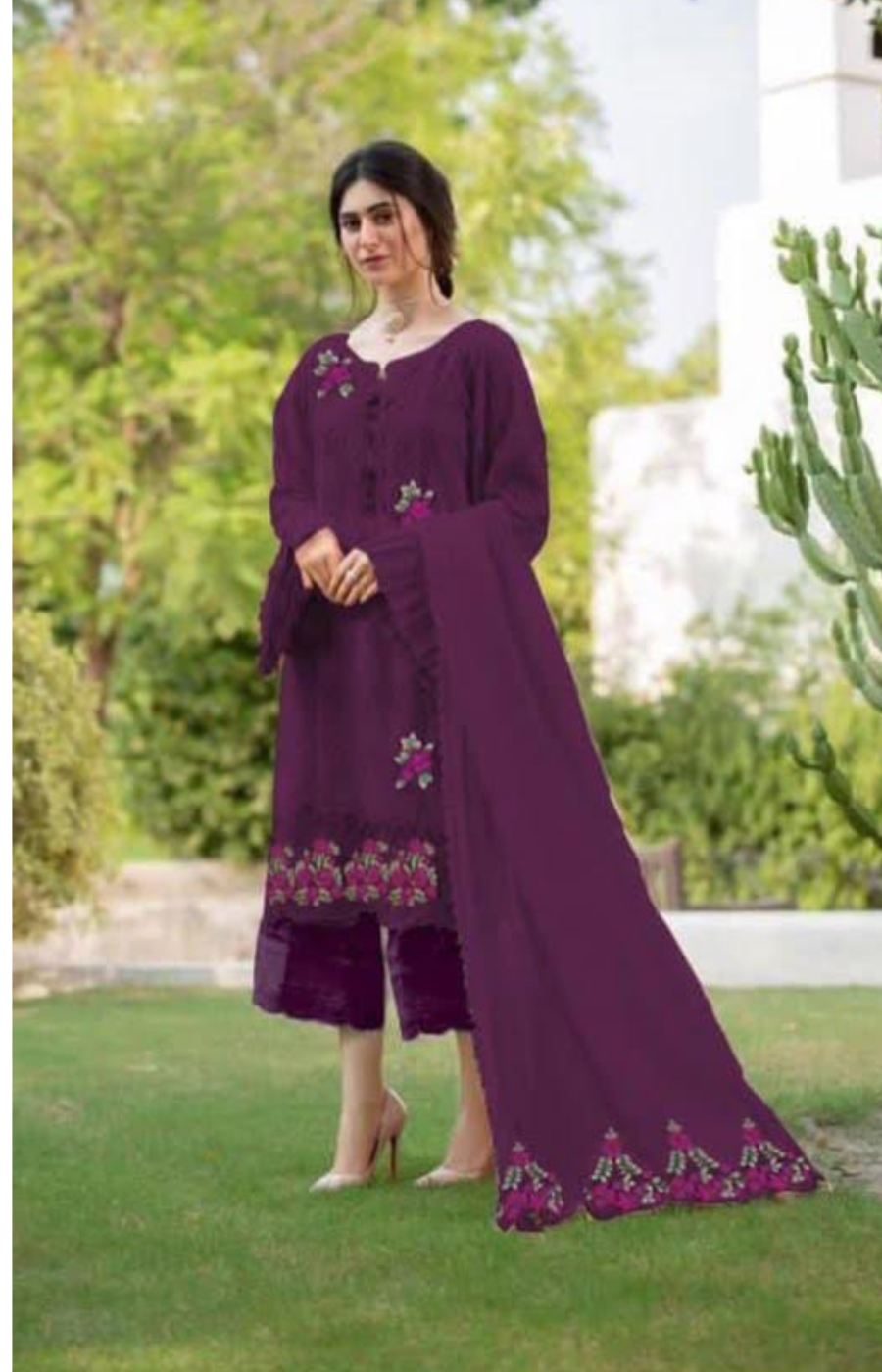 Zarqash Purple Chickankari Lawn Collection