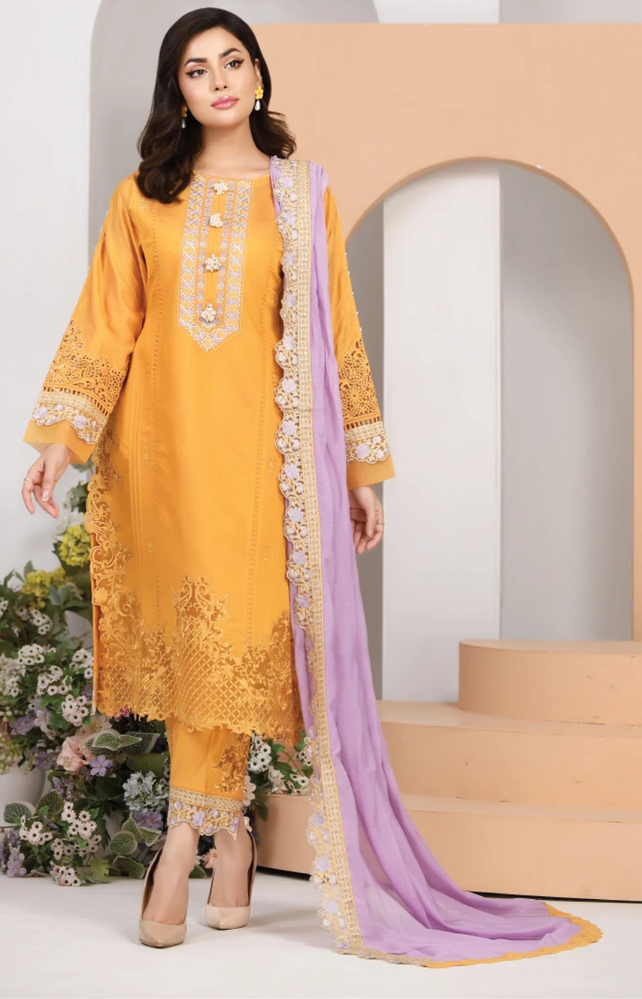 Musturd Luxury Embroidered - Lawn
