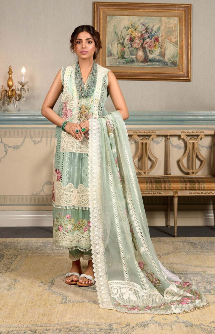 Crimson | Ferozi Chickankari 3Pc - Lawn