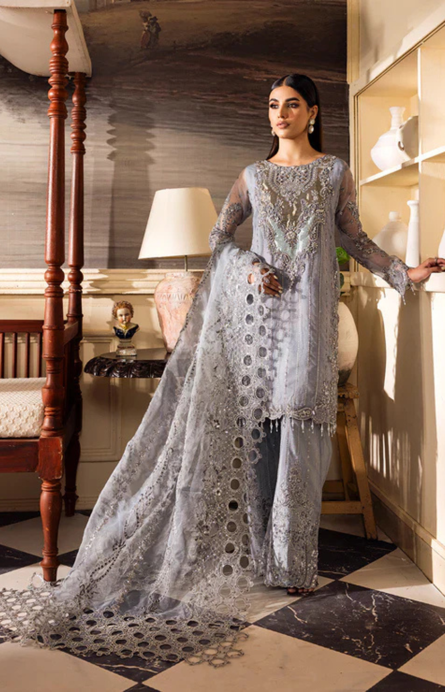Emaan Adeel Organza 3 Piece Unstitch