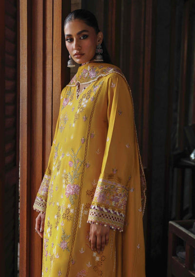 Qalamkar | Yellow Embroided 3Pc - Lawn
