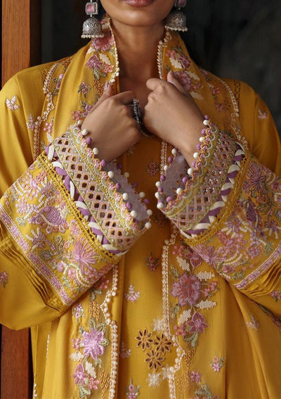 Qalamkar | Yellow Embroided 3Pc - Lawn